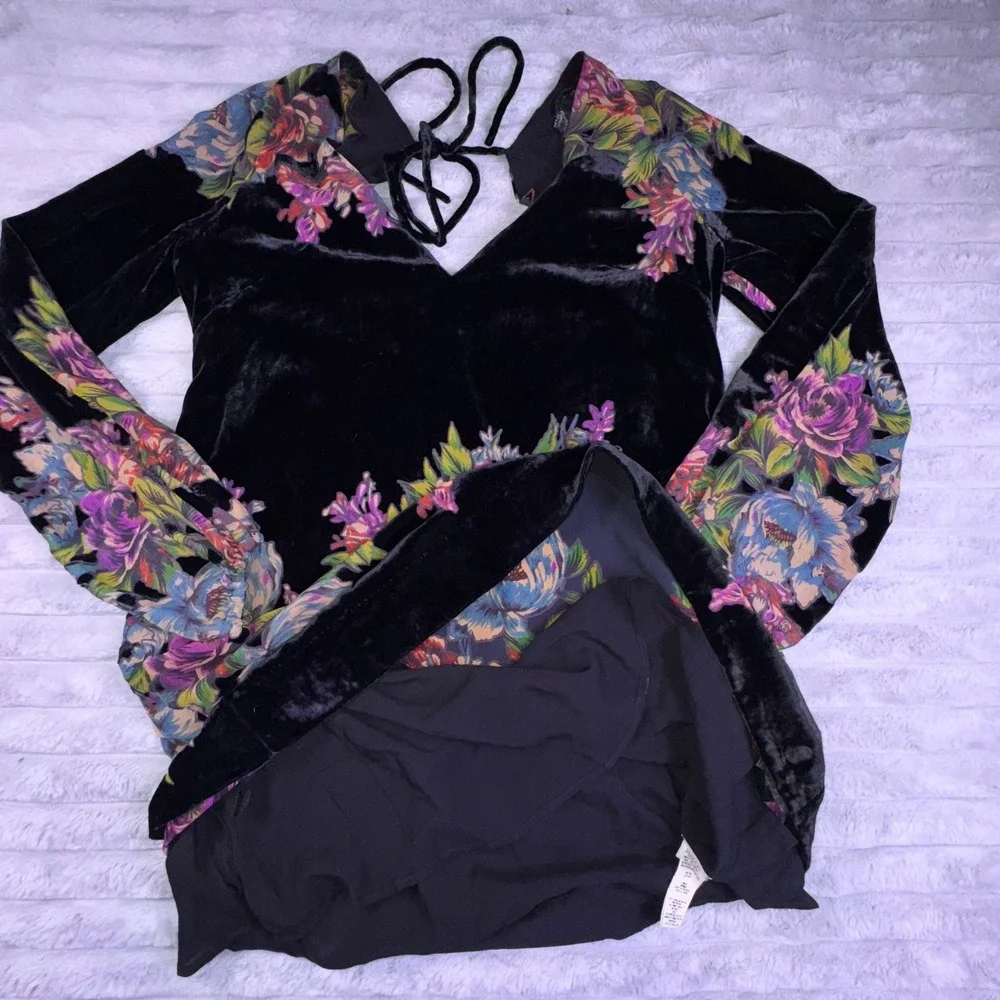 Free People Dress‎ Womens Small Misha Velvet Burnout Mini Witchy Whimsigoth